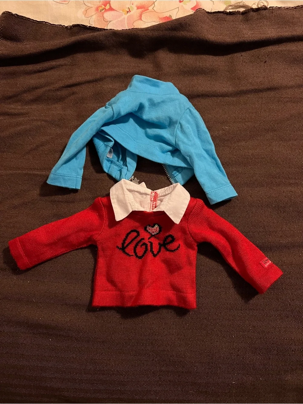 American Girl Truly Me Meet Outfit Zip Jacket Blue Moto Cropped with Ref Sweater